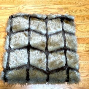 Williams-Sonoma Faux Fur Chevron Wolf Pillow Cover, 22" x 22" Brown Beige